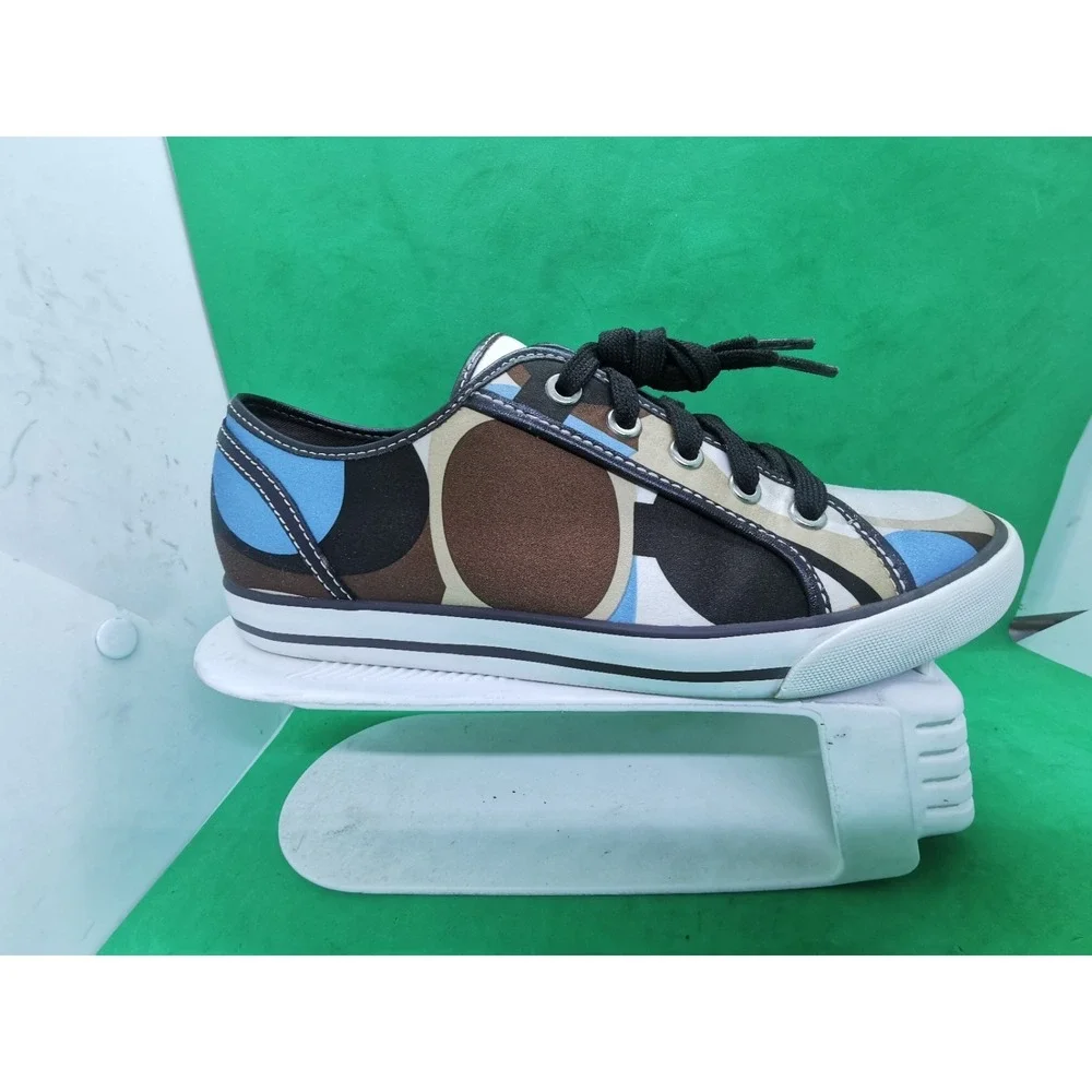 Coach Dalia Signature Canvas Sneakers Women Size 8.5M Brown Blue Cream Shoes